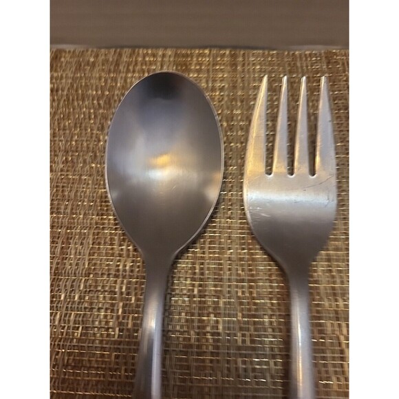 Hampton Silversmiths Messina Stainless Steel #235 Serving Spoon And Fork - Picture 4 of 8